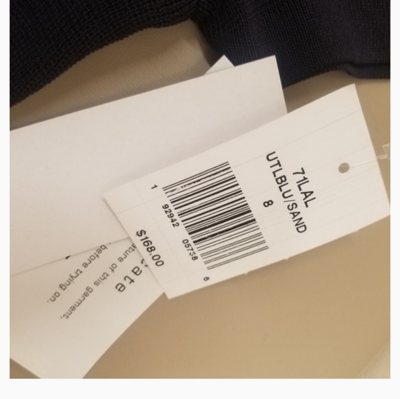 Nwt French connection ruffle navy and gold dress - Picture 7 of 7